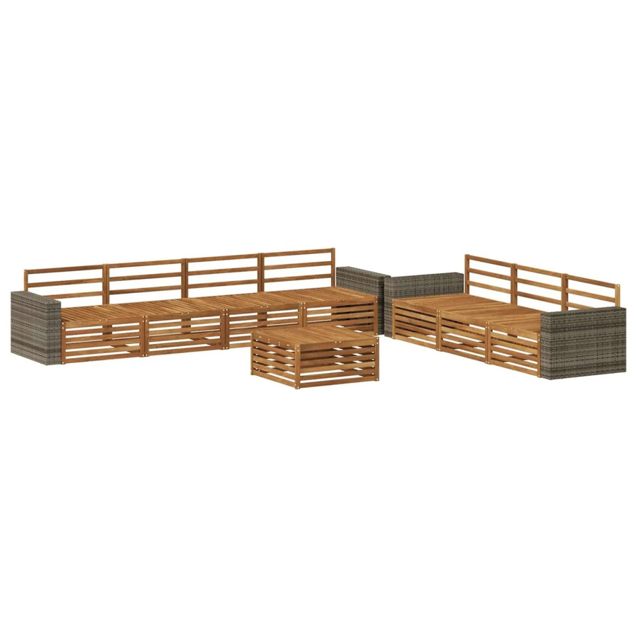 vidaXL Outdoor-Sofagarnitur aus Massivholz Akazie in Braun, 8-teiliges Set in U-Form mit Tisch und Armlehnen, B/T/H: 79 x 79 x 37 cm - Bild 2