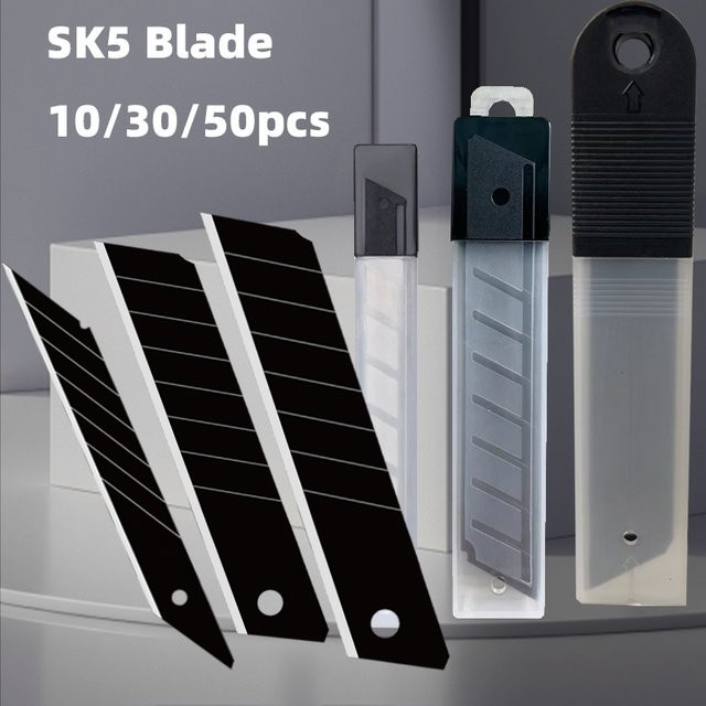AMR Allzweckmesser Klingen aus Edelstahl in Schwarz für DIY und Büro, 25mm Snap-off Klingen - Bild 1