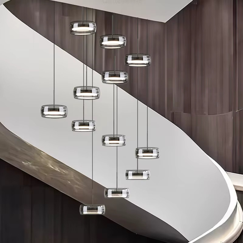 Savenmade Moderne LED-Pendelleuchte in Chrom und Silber mit transparentem Glas-Zylinder für Wohnzimmer und Treppenhäuser - Bild 4