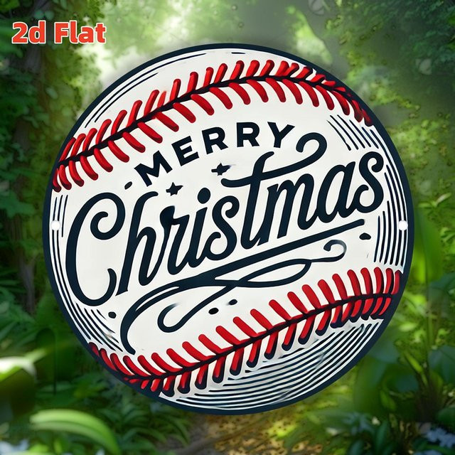 Potdemiel Retro Wandschild Weihnachten Baseball Motiv aus Metall, B/H: 20,32 x 20,32 cm, Mehrfarbig - Bild 1