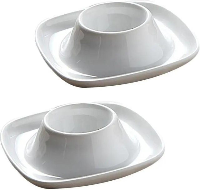 Eierbecher aus Keramik von Yiran Furniture im 2er-Set in Weiß und Grau - Bild 1