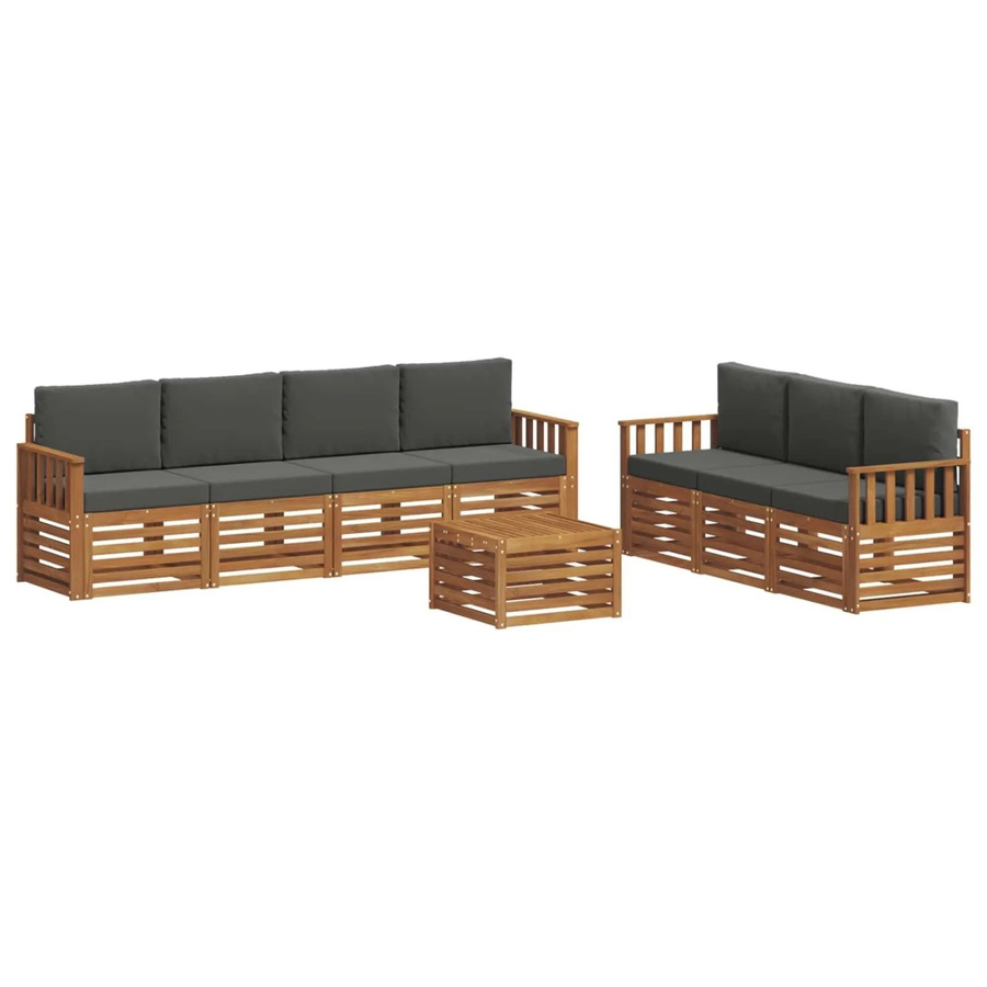vidaXL Sofagarnitur 8-teilig aus Massivholz Akazie in Natur und Anthrazit mit modernem Latten-Design - Bild 2