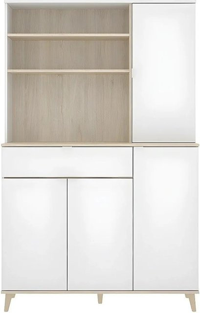 Vente-unique Buffetschrank Wajdi in Skandinavischem Design, Farbe Weiß, B: 119,3 cm, H: 188,6 cm, T: 40,0 cm - Bild 1
