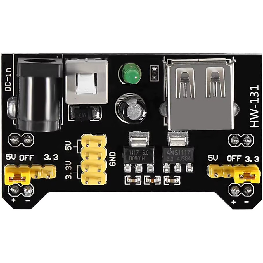 AOKIN MB102 Breadboard Netzteil Modul Set 6 Stück, 3,3V 5V, DC 6,5-12V und USB, Schwarz - Bild 3
