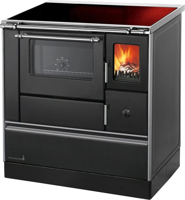 Westminster Küchenherd K76F-90 in Schwarz mit Glaskeramikkochfeld und Backfach - Bild 1