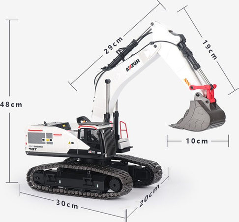 HUINA RC Bagger, Metall, 1:14, mit Licht und Sound, Spielzeug Auto