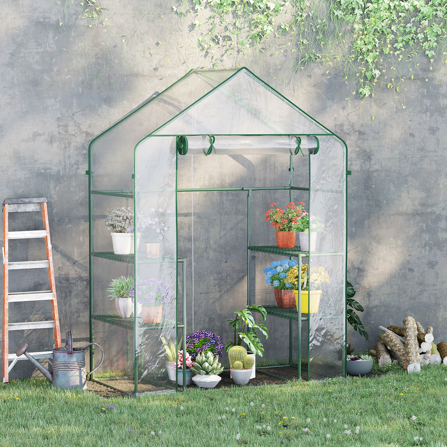 Outsunny Begehbares Foliengewächshaus mit 6 Regalen, transparent, H x B x T: 195 x 142 x 73 cm - Bild 2