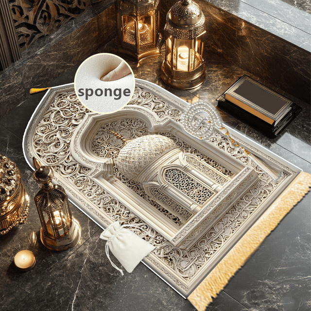 VIKAMA Muslimische Gebetsmatte aus Microfaser, rutschfest und weich, orientalisches Design - Bild 1