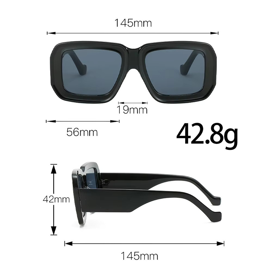 YuYing Sonnenbrille, Damen, Vollrand, quadratisch, schwarz, Kunststoff - Bild 3