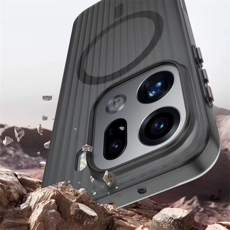 MagSafe Magnetische Hülle für OPPO Find X9 Pro, Find X8 Pro und X8S+ mit Luggage Stripe Design, Transparent Matt, Stoßfeste Hartschale - Bild 3
