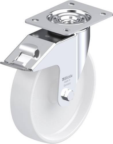 Blickle Lenkrolle LE-PPN 200G-FI mit Feststeller, Rad-Durchmesser: 20 cm, Tragfähigkeit: 300 kg, verzinkt und weiß - Bild 1