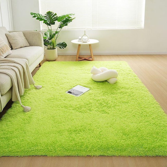 ZZ HOME Schachbrett-Plüschteppich in Hellgrün, weicher Shaggy-Teppich für Wohnzimmer und Schlafzimmer, B/T: 160 x 230 cm - Bild 1