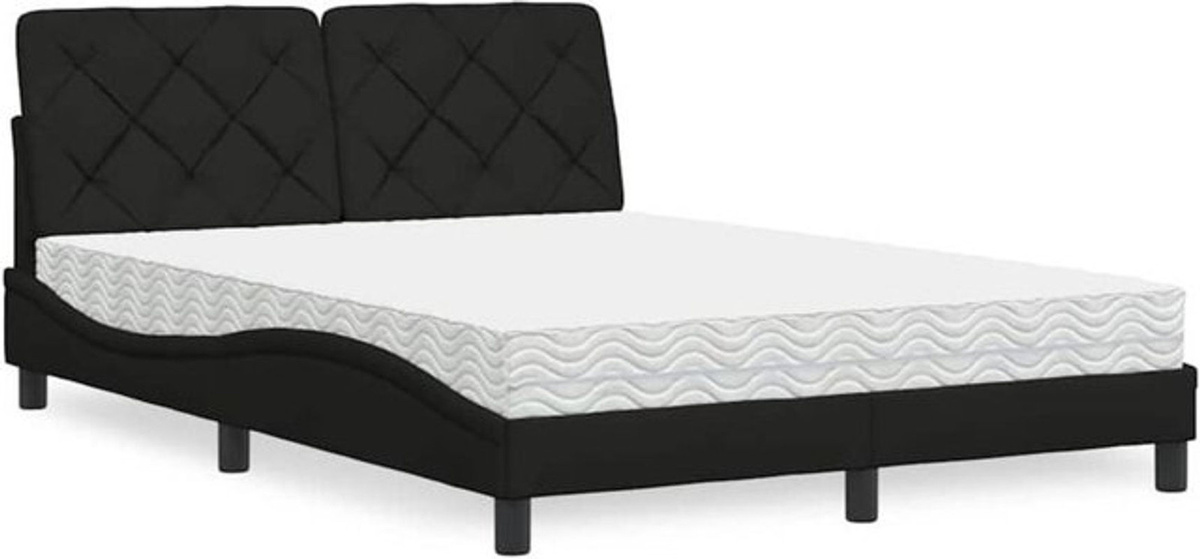 vidaxl Polsterbett mit Matratze in Schwarz aus Stoff und Metall, B/T: 120 x 200 cm - Bild 1
