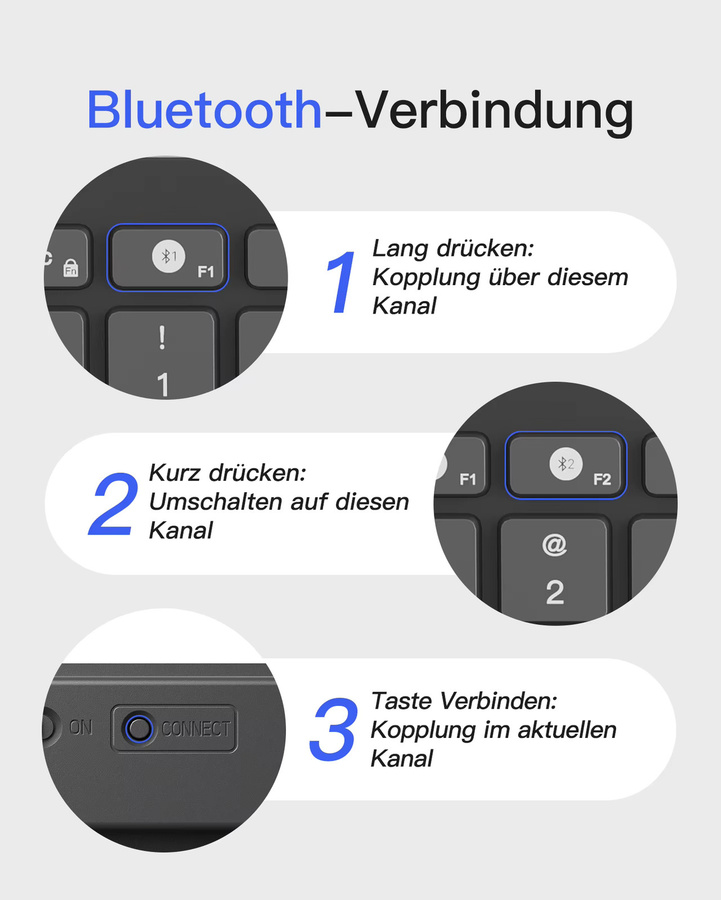 Inateck Bluetooth Tablet Tastatur KB01003 in Schwarz kompatibel mit Android, iOS, Windows PC und iPad - Bild 4