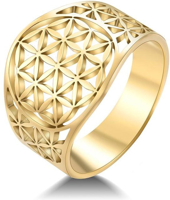 YULIN Ring Edelstahl, Blume des Lebens, Gold, Damen, Vintage - Bild 1