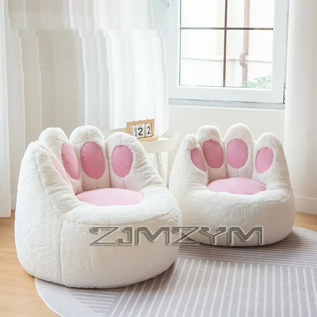 ZJMZYM Tatami Sitzsack Abdeckung aus Plüsch und Fleece in Weiß für Sofa und Sitzkissen - Bild 1