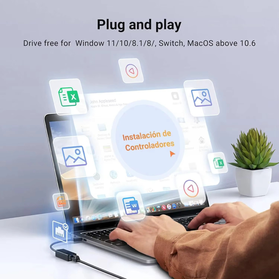 Kebidumei USB Typ C Ethernet Adapter Netzwerkkarte USB 3.0 auf RJ45 100/1000Mbps LAN für MacBook, PC, Windows und Android - Bild 5