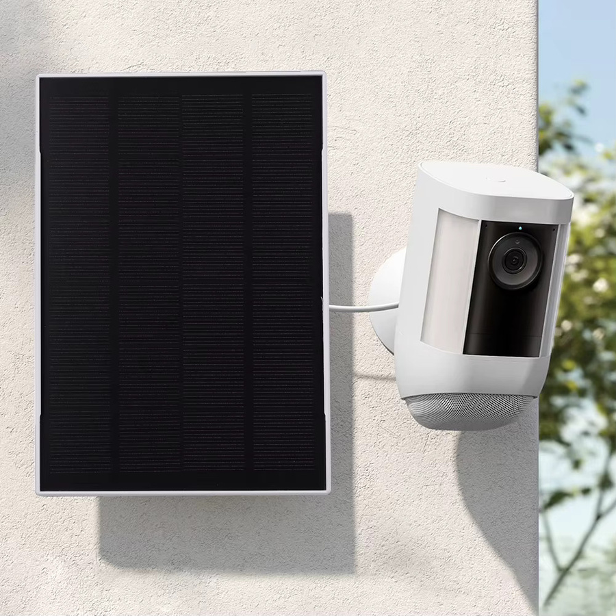 3W 6V Solar-Ladegerät mit Micro USB und Typ-C Anschluss, weißes Solarpanel mit 3 Meter Ladekabel für Ring, Eufy, Blink und Arlo Kameras - Bild 2