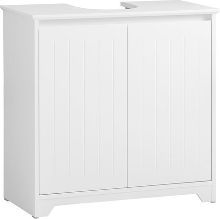 SoBuy Waschbeckenunterschrank BZR108-II-W für das Badezimmer mit 2 Türen, Weiß, B/T/H: 60 x 30 x 60 cm