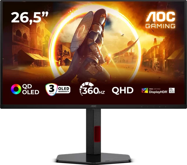 AOC AGON Q27G4SDR Gaming-Monitor mit 27 Zoll QD-OLED, WQHD, 360Hz, Schwarz-Rot - Bild 2