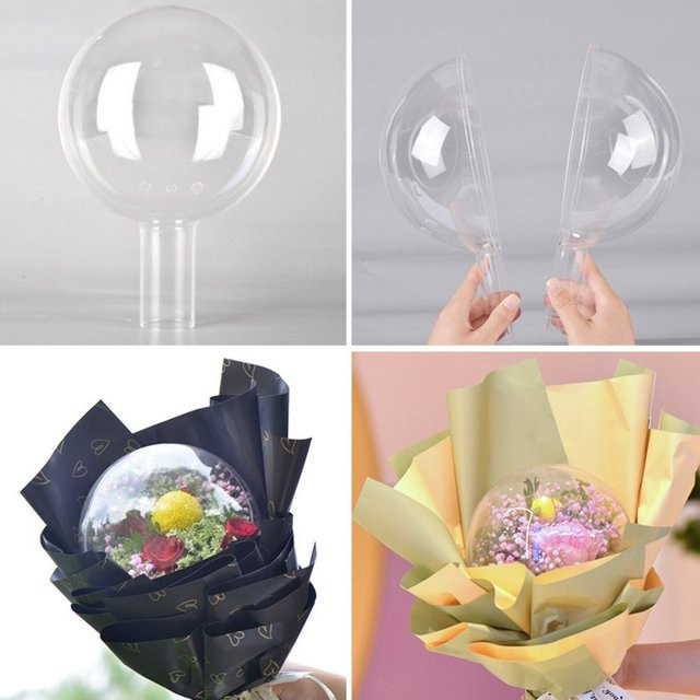 Transparente runde Blumenverpackungsbox aus Acryl für DIY Bouquet-Halter und Ballons zur Dekoration von Hochzeit, Geburtstag oder Party - Bild 1
