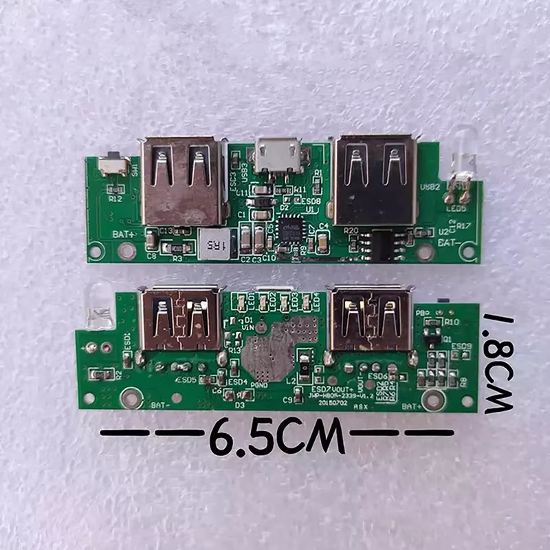 ESHYLALA Dual-USB 5V Mobile Power Motherboard EDP2339 Hauptsteuerplatine für Powerbank mit LED-Licht in Grün - Bild 3