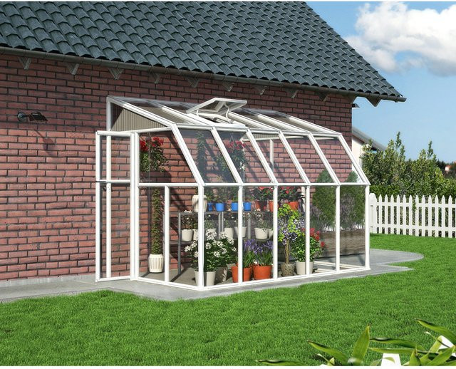 Palram - Canopia Gewächshaus Weiß mit Fundamentrahmen und Regenrinnen aus Polycarbonat, 6,5 m² - Bild 1