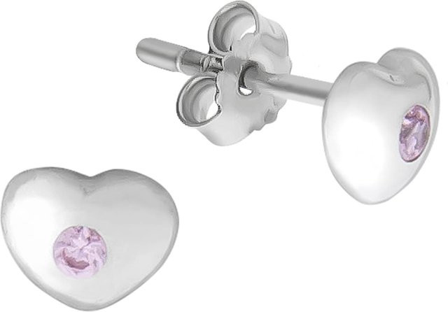 Zeeme for Kids Ohrringe, 925 Sterling Silber, Herz, Zirkonia, Kinder - Bild 1
