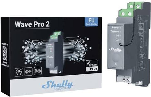 Shelly Qubino Wave PRO 2 Hutschienenrelais Z-Wave in Grau - Bild 1