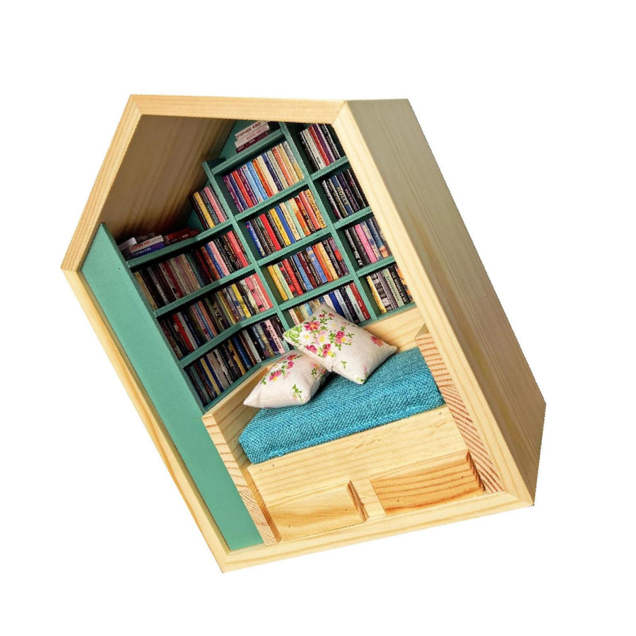 Tooarts Dekoratives Bücherregal Ornament aus Holz mit floralem Design in Mehrfarbig - Bild 2