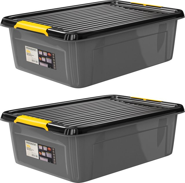 MONZANA Aufbewahrungsbox 2er-Set in Grau/Anthrazit, stapelbar, B/T/H: 58 x 39 x 16 cm - Bild 1