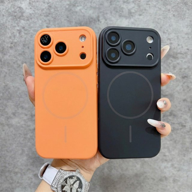 RPKKS MagSafe Kabellose Ladehülle mit Objektivschutz für iPhone 17 16 15 14 13 Pro Max, Matt, Orange - Bild 1