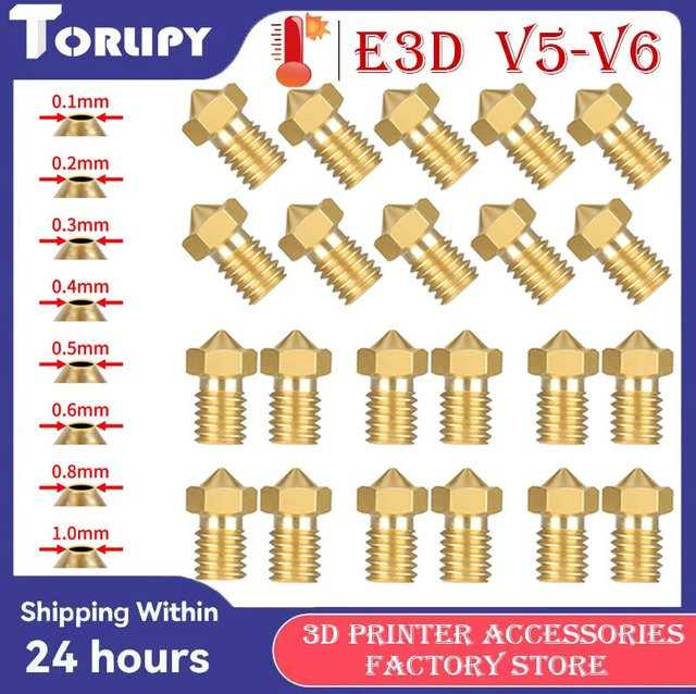 E3D V6 V5 Hotend-Düse aus Messing für 1,75 mm Filament mit 2,0 mm Innendurchmesser, geeignet für Titan Extruder und Prusa I3 MK3S, Farbe: Gold - Bild 1