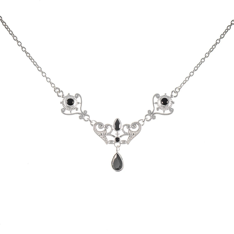 Collier 925 Silber, Zirkonia schwarz - Bild 1