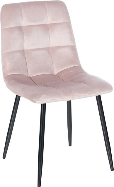 TPFLiving Esszimmerstuhl Atina in Pink mit Samtbezug und schwarzem Metallgestell - Bild 1