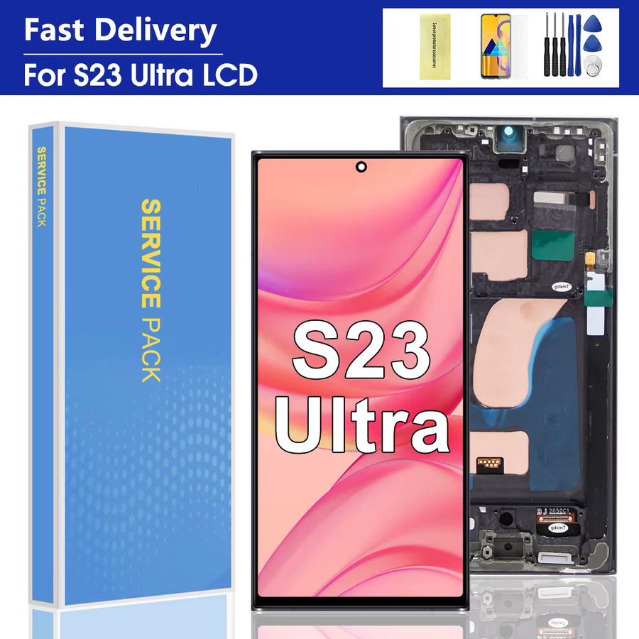 Samsung S23 Ultra S918B Bildschirmbaugruppe mit Rahmen in Schwarz als LCD-Display und digitaler Touchscreen Ersatz - Bild 2