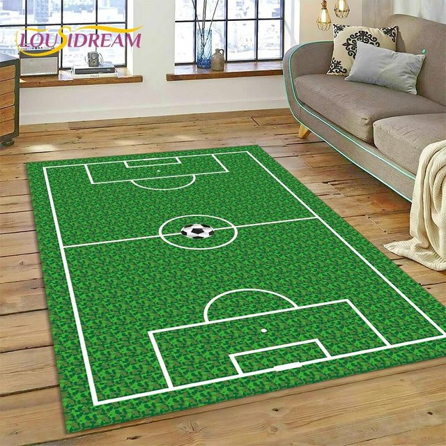 Karpetti 3D-Teppich mit Fußballfeld Motiv in Grün, B/B: 200 x 160 cm - Bild 1