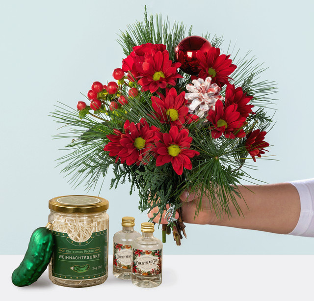 Blume2000 Wintergruß mit Geschenkset Advent Bouquet Chrysanthemum Rose - Bild 1