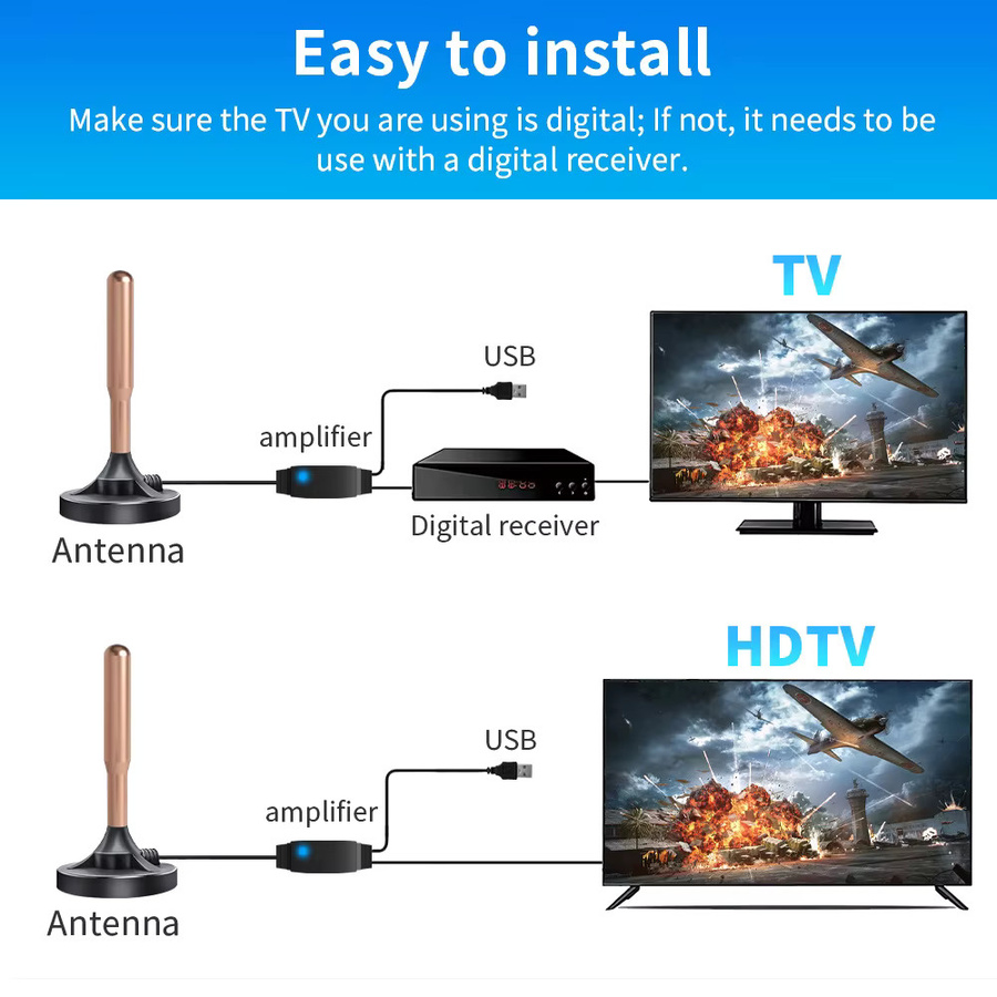 4K Luxus High-End Digital-TV-Antenne mit Verstärker für Innen- und Außenbereich in Gold - Bild 2