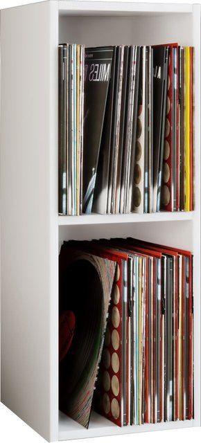 Schallplatten-Regal Platto 2-Fach von VCM in Weiß mit Holzstruktur-Nachbildung, B/T/H: 72 x 34 x 30 cm - Bild 1