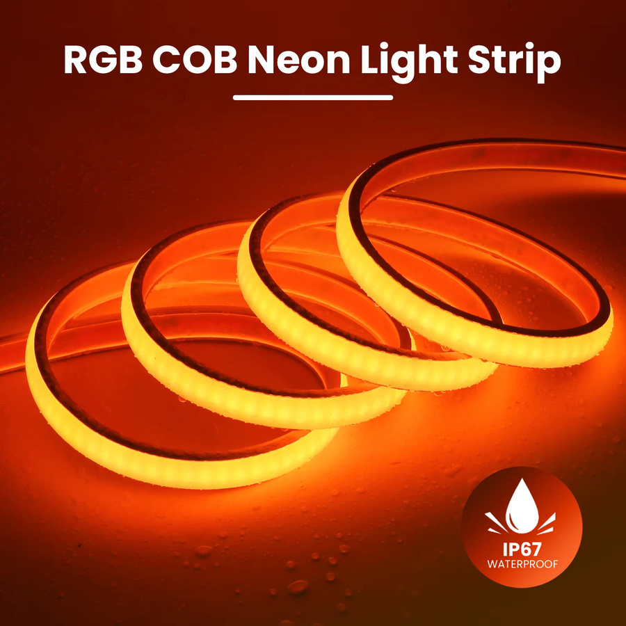 XUNATA RGB COB Neon LED-Streifenband aus Silikonschlauch, Wasserdicht, Multicolour, 12V, Länge: 240 cm - Bild 2