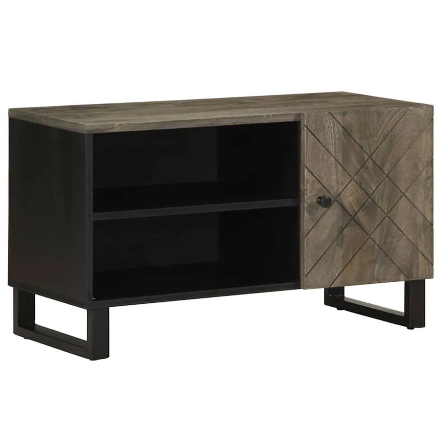 vidaXL TV-Schrank aus Massivholz Mango in Braun mit Medienfächern B/T/H: 80 x 33 x 46 cm - Bild 2