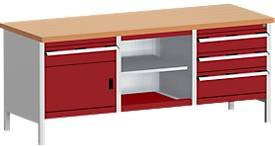 Kastenwerkbank cubio KW-2078-2.4 in Purpurrot, B/T/H: 200 x 75 x 84 cm - Bild 1