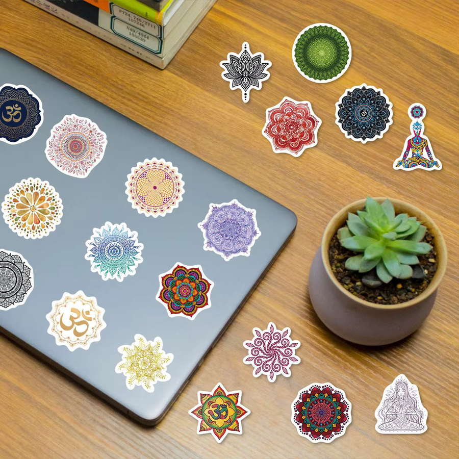 60 Stück wasserfeste Mandala-Blumen-Yoga-Aufkleber in Multicolour von AufnahmeYourLife Store - Bild 3
