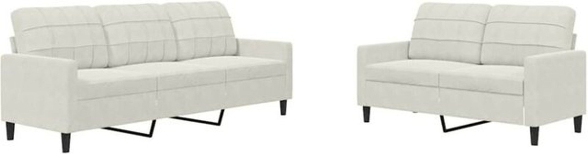 VIDAXL 2-teilige Ecksofa-Garnitur aus Samt in Beige mit Kissen im modernen Design - Bild 1