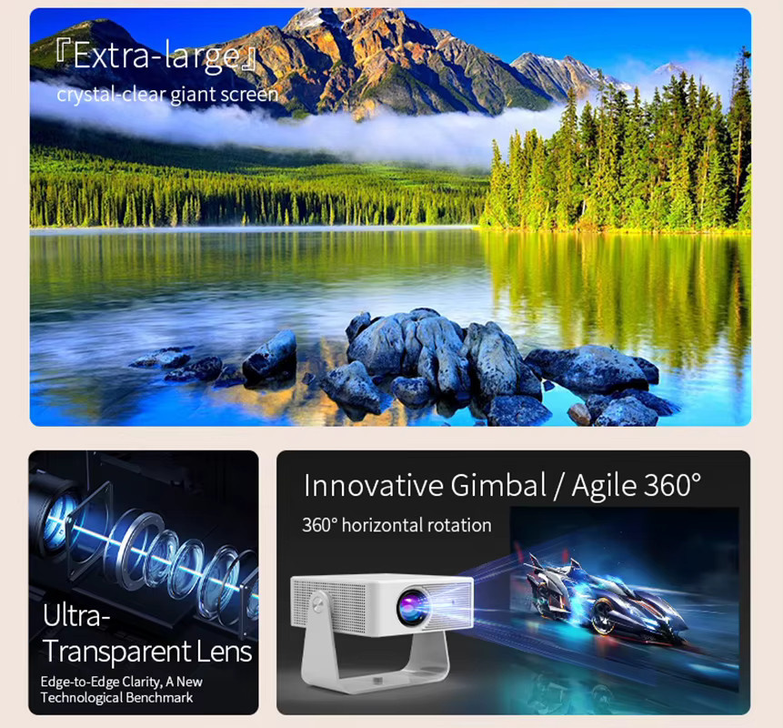 Blossom X3 Mini-Heimkino-Beamer in Weiß mit 1080P HD Auflösung, WiFi, Bluetooth und 360 Grad drehbarer Projektion für Android und iOS - Bild 3