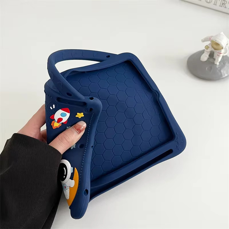 3D Cartoon Silikon Schutzhülle für Xiaomi Redmi Pad SE 11 Zoll 2023 MiPad 6/6Pro 5/5Pro mit rotierendem Stand in Blau - Bild 4