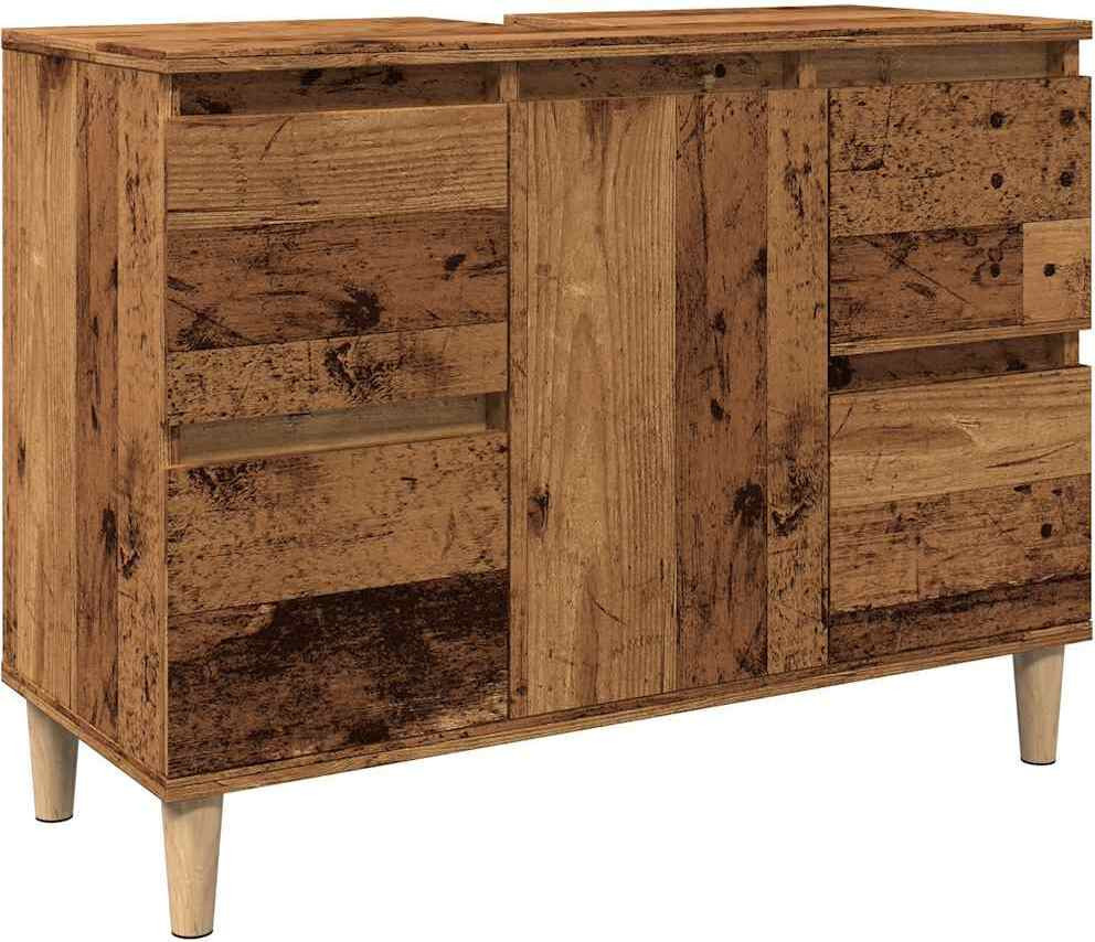 vidaXL Waschbeckenunterschrank in Altholz-Optik aus Holzwerkstoff B/T/H: 80 x 33 x 60 cm - Bild 1