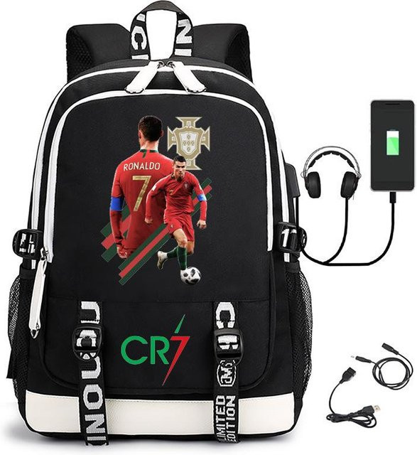 3-teiliges Schulrucksack-Set in Schwarz aus Oxford-Stoff mit großem Fassungsvermögen inklusive Schultergurt und Federmäppchen - Bild 1