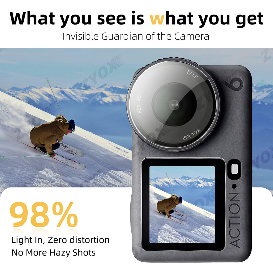 DJI Osmo Action 6 und Osmo Action 5 Pro Schutzglas Set: Transparentes 9H Gehärtetes Glas für Bildschirm und Objektiv zur Kratzschutz-Optimierung - Bild 6